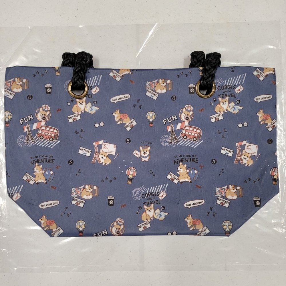 Waterproof Corgi Woven Tote Shoulder Bag - Picture 6 of 13